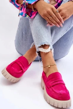 Damskie Zamszowe Wsuwane Półbuty Fuksja Fiorell