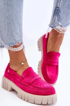 Damskie Zamszowe Wsuwane Półbuty Fuksja Fiorell