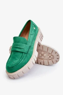 Damskie Zamszowe Wsuwane Półbuty Zielone Fiorell