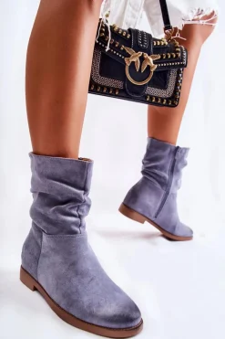Damskie Zamszowe Wysokie Botki Niebieskie Venis