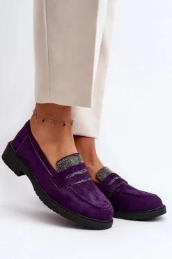 Damskie Zdobione Mokasyny Fioletowe Dananei