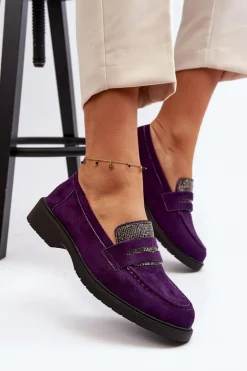 Damskie Zdobione Mokasyny Fioletowe Dananei