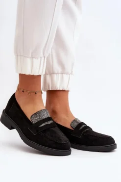 Damskie Zdobione Mokasyny Czarne Dananei