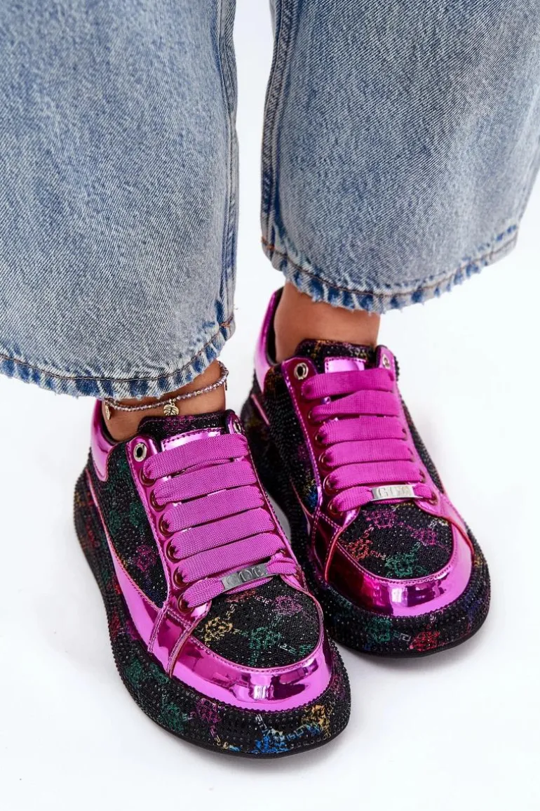 Damskie Zdobione Sneakersy Na Platformie GOE NN2N4006 Czarne