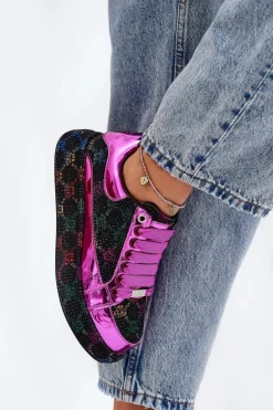 Damskie Zdobione Sneakersy Na Platformie GOE NN2N4006 Czarne