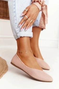 Delikatne Baleriny W Szpic Vinceza 2209 Różowe