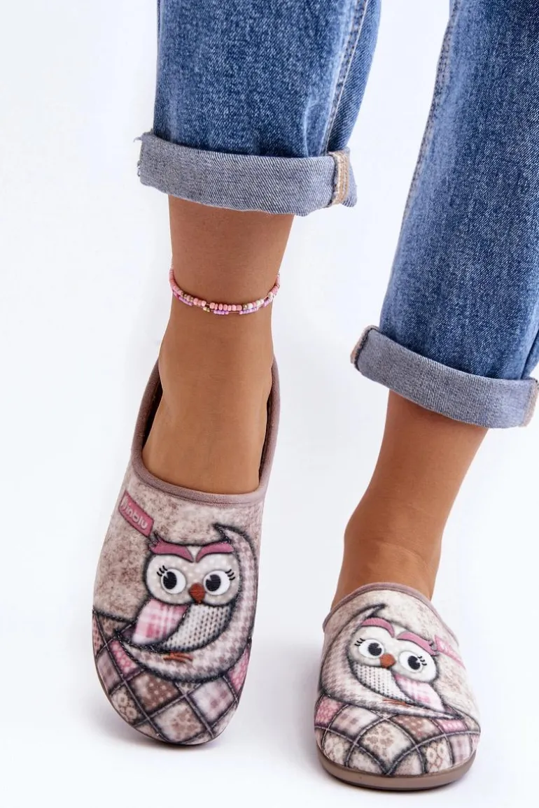 Domowe Klapki Klapki Sowa Inblu GF000018 Beżowe