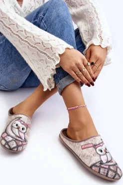 Domowe Klapki Klapki Sowa Inblu GF000018 Beżowe