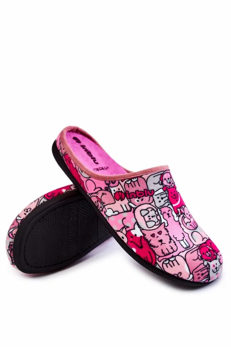 Domowe Klapki Papcie W Koty Inblu GF-12-023 Różowe
