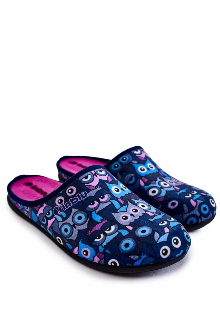 Domowe Klapki Papcie W Koty Inblu GF-12-004 Granatowe