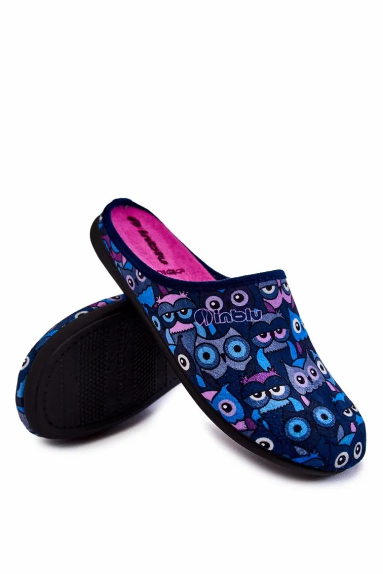 Domowe Klapki Papcie W Koty Inblu GF-12-004 Granatowe