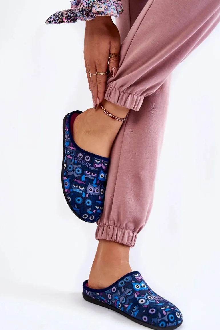 Domowe Klapki Papcie W Koty Inblu GF-12-004 Granatowe