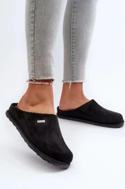 Domowe Ocieplane Klapki Papcie Inblu CS-34-014 Czarne