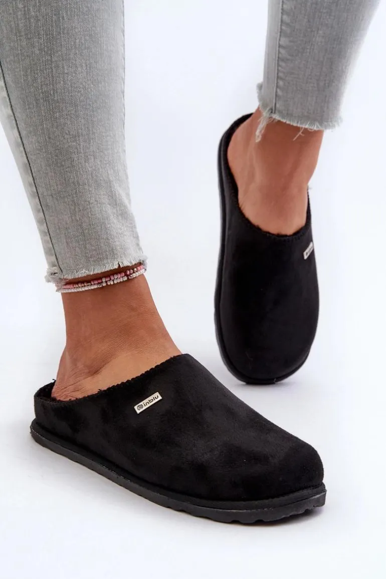 Domowe Ocieplane Klapki Papcie Inblu CS-34-014 Czarne