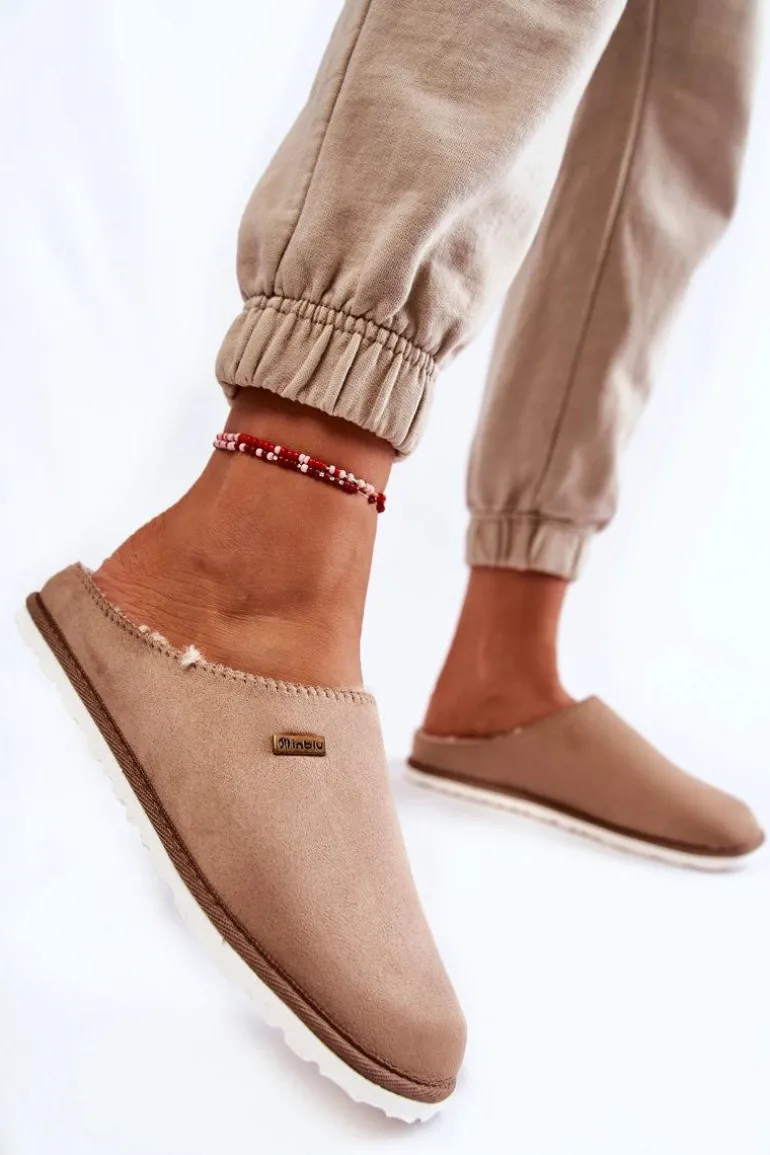 Domowe Ocieplane Klapki Papcie Inblu CS-34-011 Beżowe