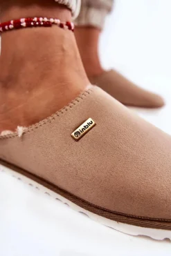 Domowe Ocieplane Klapki Papcie Inblu CS-34-011 Beżowe