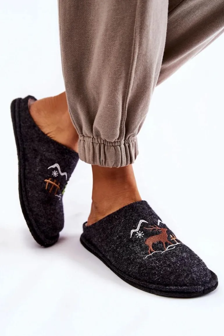 Domowe Papcie Big Star KK276018 Czarno-Beżowe