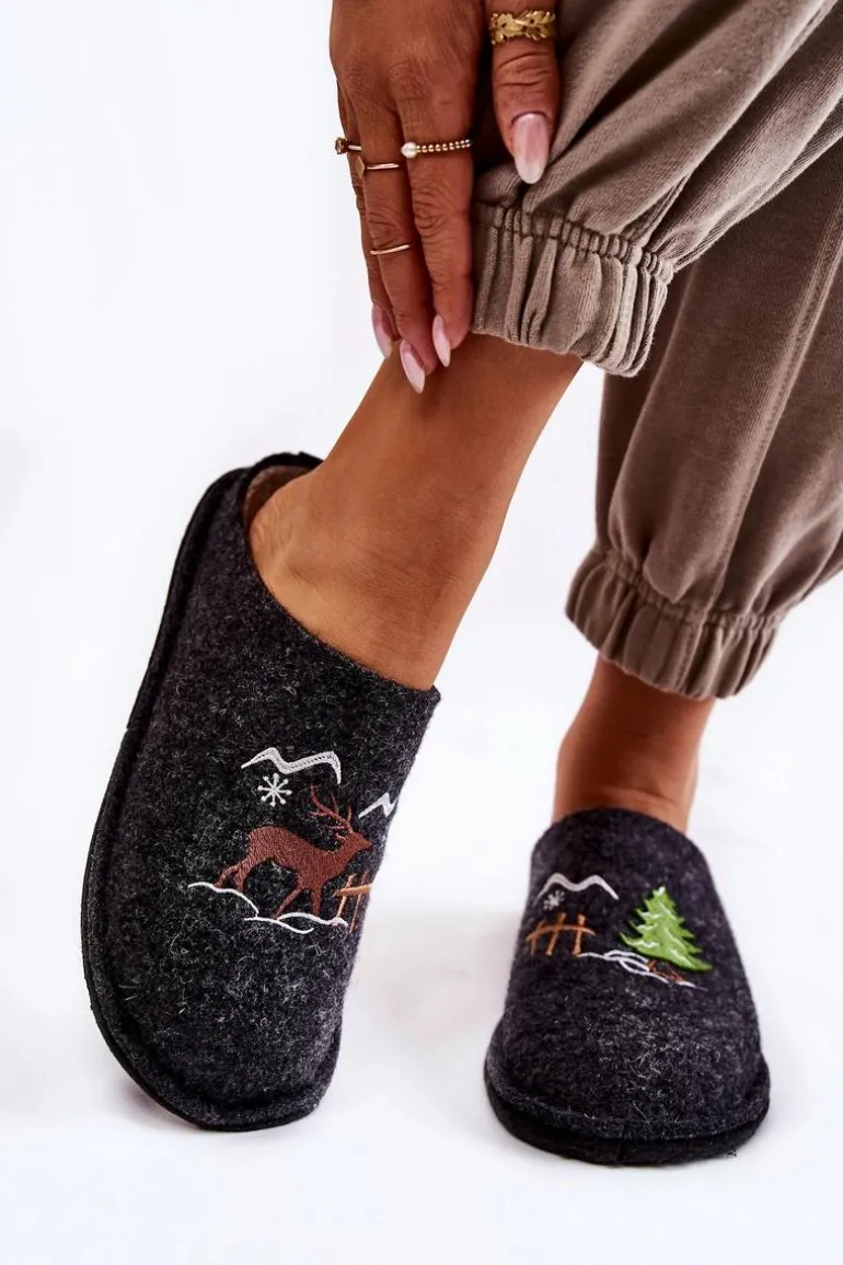 Domowe Papcie Big Star KK276018 Czarno-Beżowe