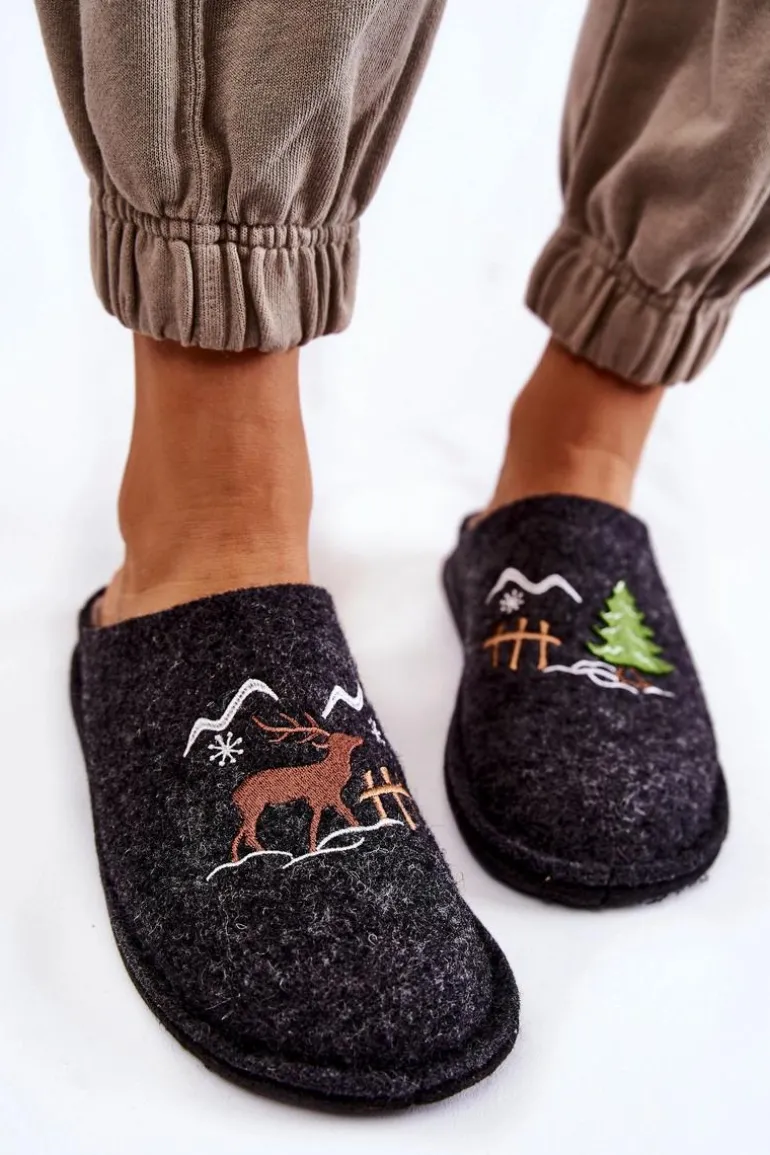 Domowe Papcie Big Star KK276018 Czarno-Beżowe