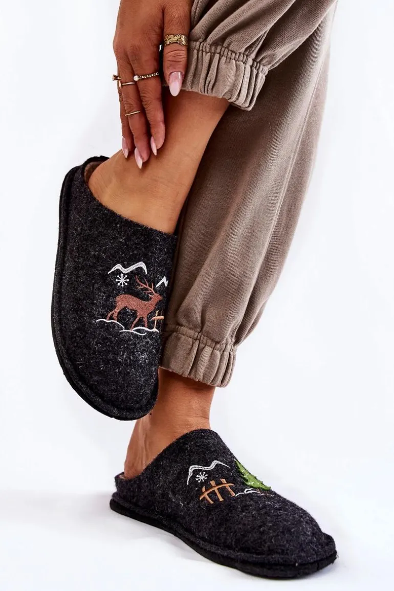 Domowe Papcie Big Star KK276018 Czarno-Beżowe