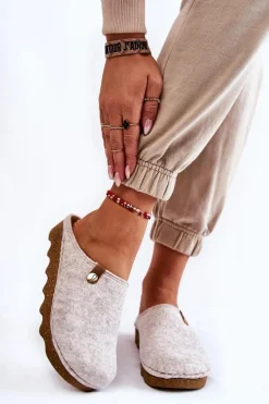 Domowe Papcie Klapki Profilaktyczne Inblu DK-08-002 Beżowe