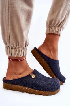 Domowe Papcie Klapki Profilaktyczne Inblu DK-08-041 Granatowe