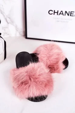 Dziecięce Klapki Z Futerkiem Różowe Fashionista