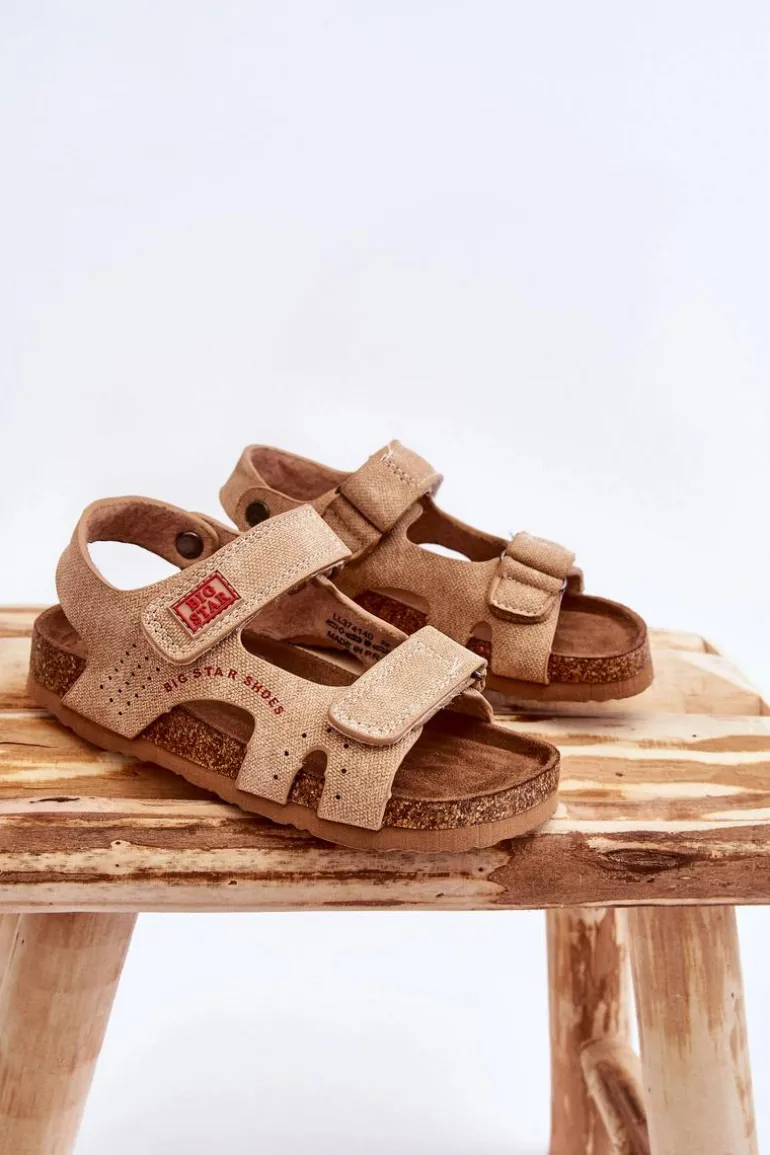 Dziecięce Lekkie Sandałki Na Rzepy Big Star LL374140 Beżowe