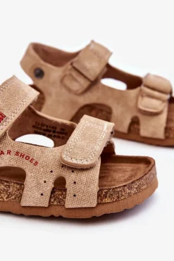 Dziecięce Lekkie Sandałki Na Rzepy Big Star LL374140 Beżowe