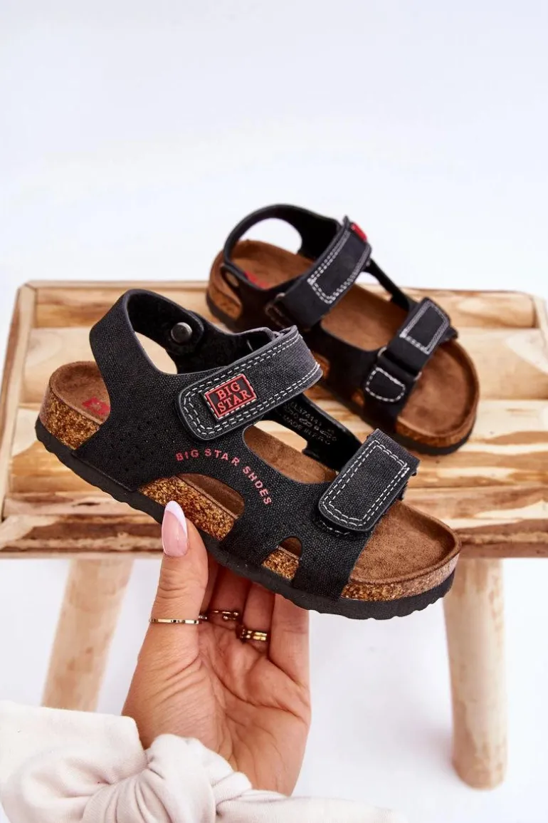 Dziecięce Lekkie Sandałki Na Rzepy Big Star LL374141 Czarne