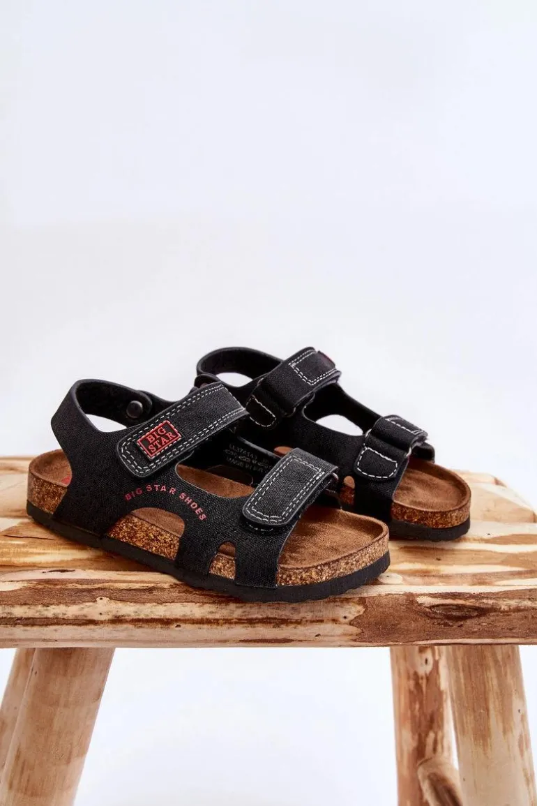 Dziecięce Lekkie Sandałki Na Rzepy Big Star LL374141 Czarne