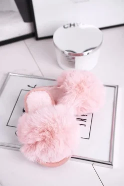 Dziecięce Papcie Klapki z Futerkiem Jasny Róż Snow Ball