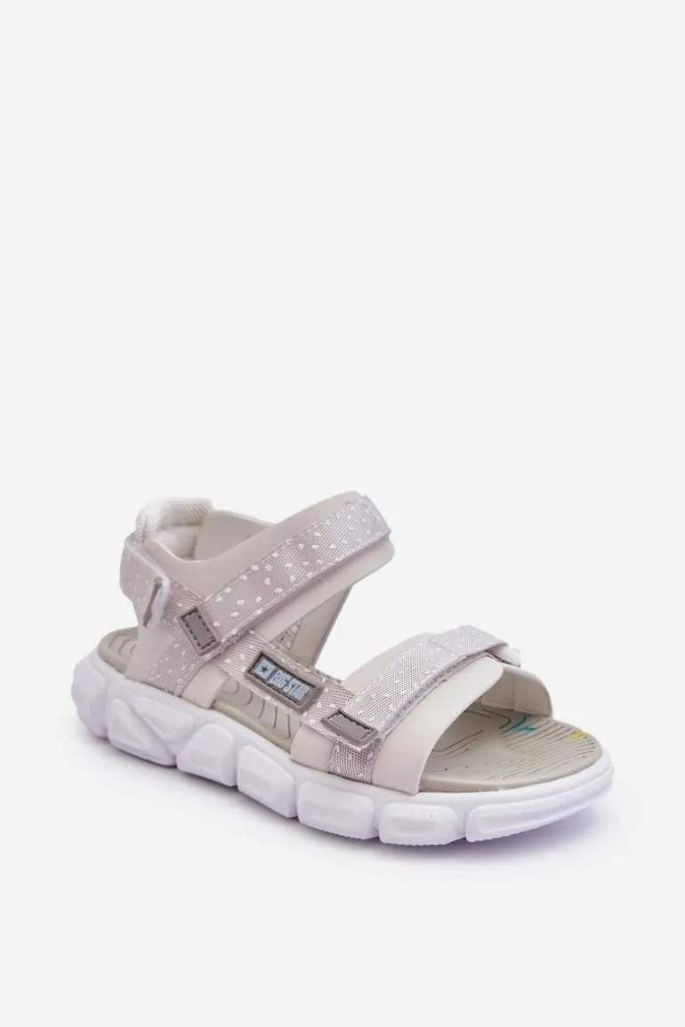 Dziecięce Sandałki Na Rzep Big Star LL374201 Biało-Srebrne
