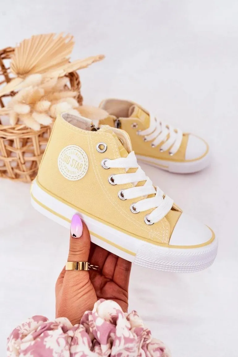 Dziecięce Wysokie Trampki Z Suwakiem BIG STAR HH374138 Żółte