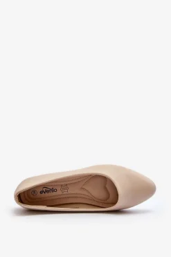 Eko Skórzane Baleriny Damskie Beżowe Tindomiel