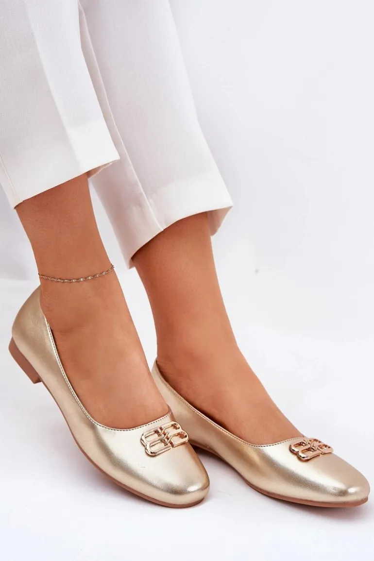 Eleganckie Baleriny Damskie Z Ozdobą Vinceza 62206 Złote