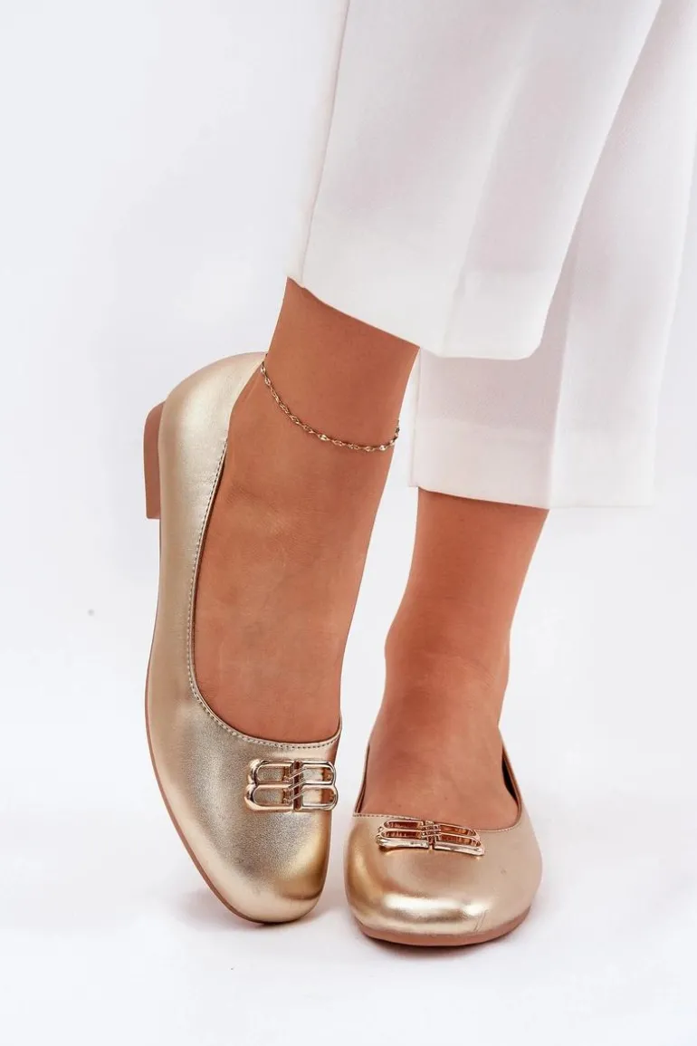 Eleganckie Baleriny Damskie Z Ozdobą Vinceza 62206 Złote