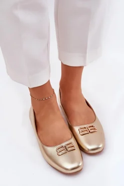 Eleganckie Baleriny Damskie Z Ozdobą Vinceza 62206 Złote
