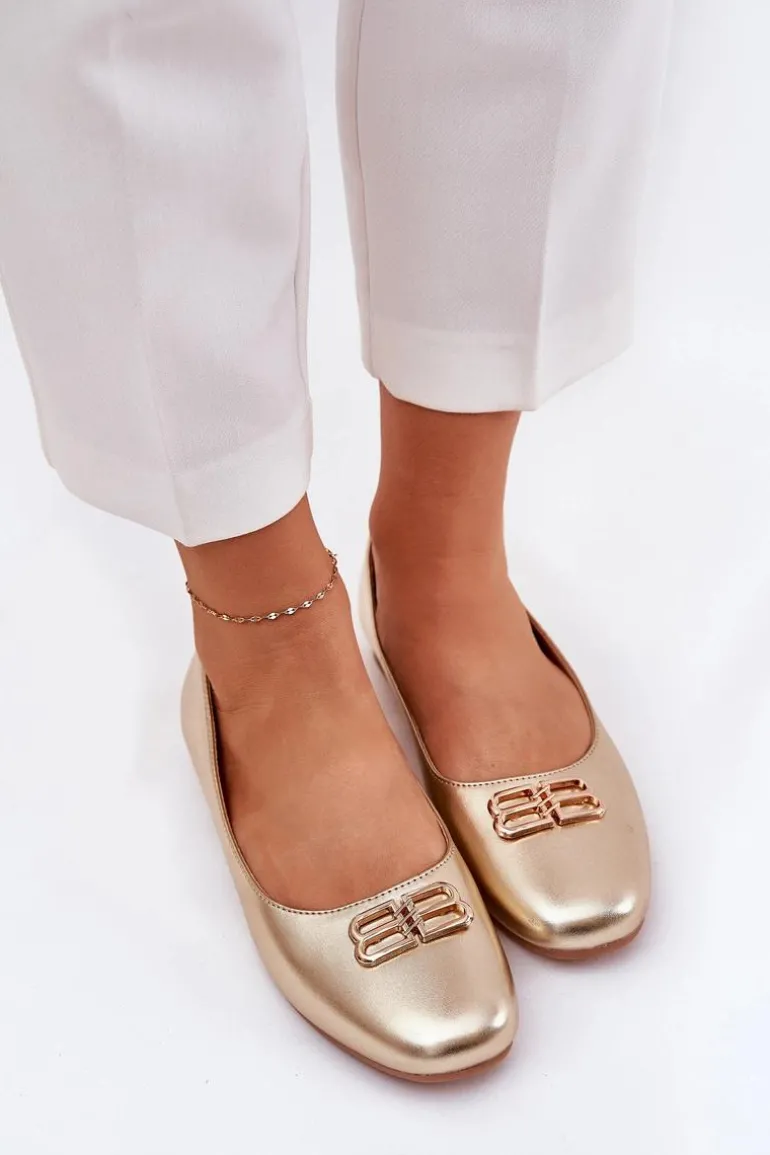 Eleganckie Baleriny Damskie Z Ozdobą Vinceza 62206 Złote