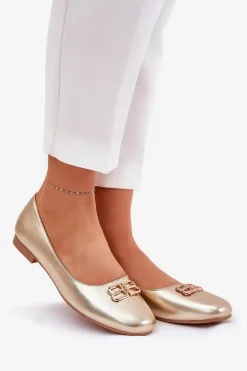 Eleganckie Baleriny Damskie Z Ozdobą Vinceza 62206 Złote