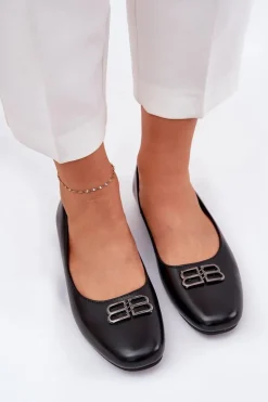 Eleganckie Baleriny Damskie Z Ozdobą Vinceza 62206 Czarne