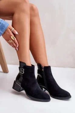 Eleganckie Botki Na Obcasie Ocieplane MR880-040 Czarne