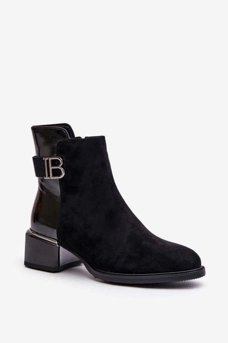 Eleganckie Botki Na Obcasie Ocieplane MR880-040 Czarne