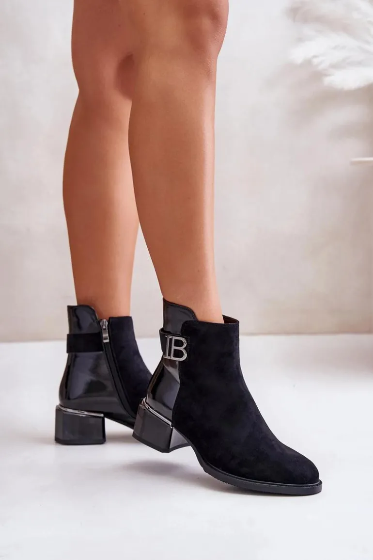 Eleganckie Botki Na Obcasie Ocieplane MR880-040 Czarne