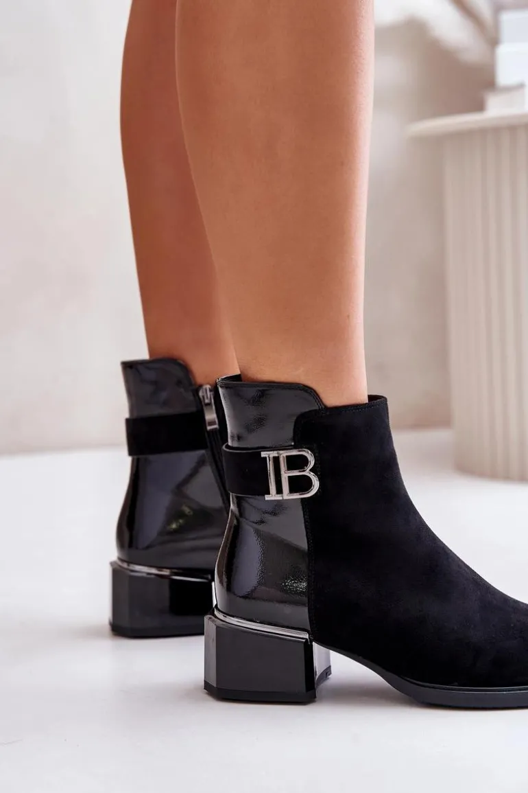 Eleganckie Botki Na Obcasie Ocieplane MR880-040 Czarne