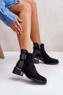 Eleganckie Botki Na Obcasie Ocieplane MR880-040 Czarne