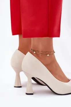 Eleganckie Czółenka Na Rozszerzanej Szpilce Vinceza 62222 Beżowe