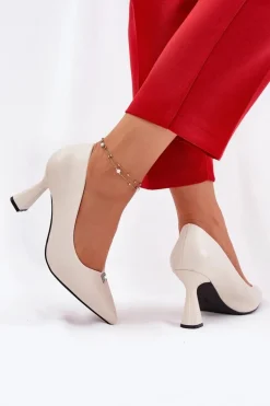 Eleganckie Czółenka Na Rozszerzanej Szpilce Vinceza 62222 Beżowe