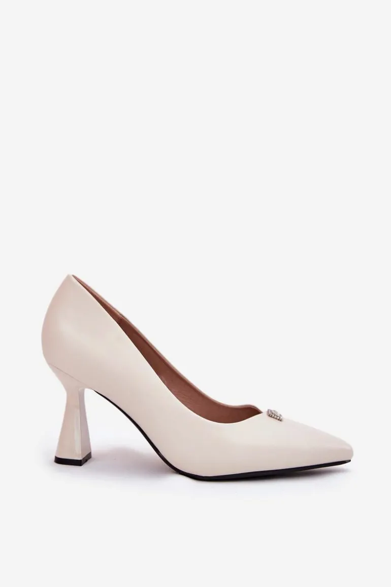 Eleganckie Czółenka Na Rozszerzanej Szpilce Vinceza 62222 Beżowe