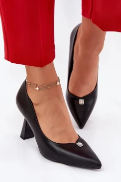 Eleganckie Czółenka Na Rozszerzanej Szpilce Vinceza 62222 Czarne